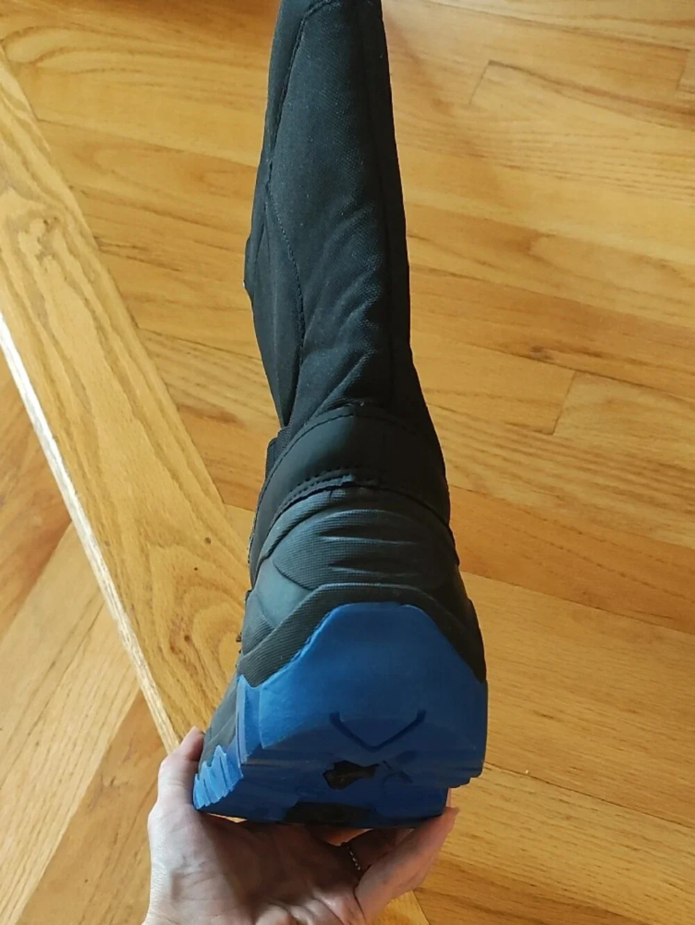 Kids Black and Blue Insulated Snow Boots